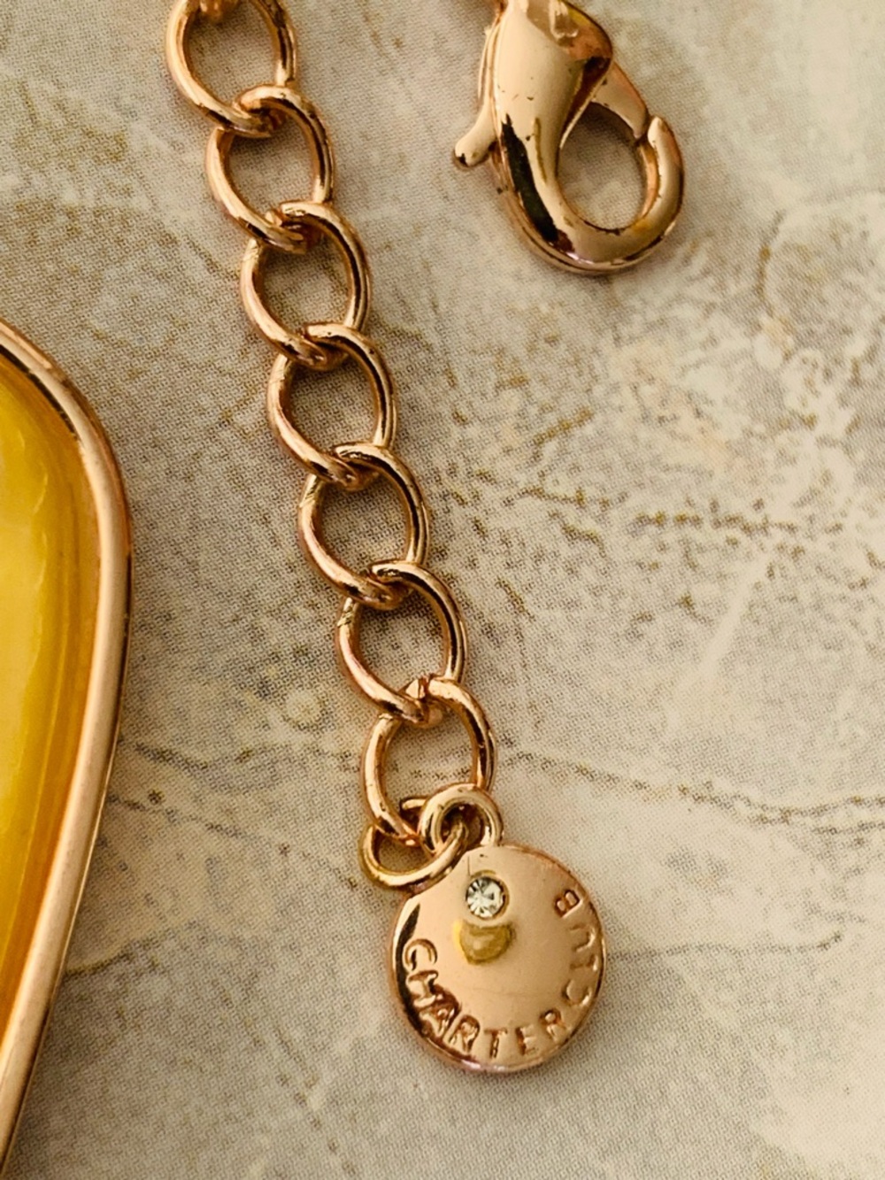 Charter Club Iridescent Yellow Glass Statement Necklace with Rose Gold Chain - Picture 3 of 5